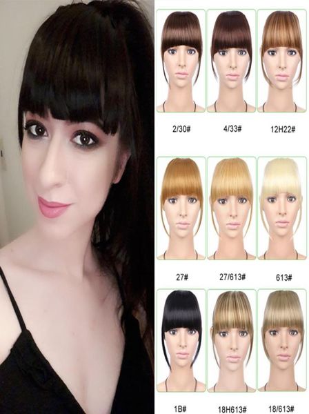 6 pouces court avant soigné frange Clip en bang frange extensions de cheveux droite synthétique 100 réel naturel hairpiece6903312