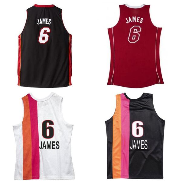 6 James Basketball Jerseys 2012-13 25e finale Mesh Hardwoods Classics maillot rétro Hommes Femmes enfants maillot S-6XL