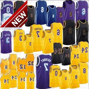 6 Jersey James Russell 0 Westbrook 8 Basketbal Zwart Carmelo 7 Anthony 3 Davis Mamba LBJ Paars Geel 2022 Heren 23 Lebron Jerseys