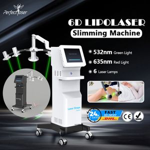 Professionele 6D Lipo Laser Body Slimming Machine 60Hz 532nm 635 nm Lazer vetverlies machine Body vorm van schoonheidsapparatuur hervorming lichaamslijnsalongebruik