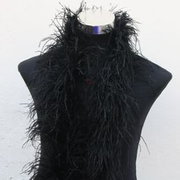 6 Laag 2 meter Zwart Fluffy struisvogelveer Boa Trims rok feestkostuumverstant veren voor ambachten diy decoraties pluimen