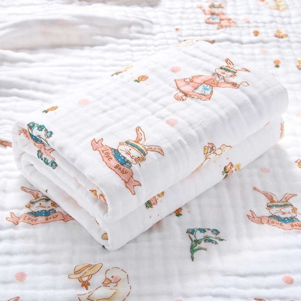 Gaze de coton 6 couches haute densité pour enfants, serviette, sac de couchage pour bébé, couverture pour nouveau-né et serviette de bain, sacs de couchage en molleton.