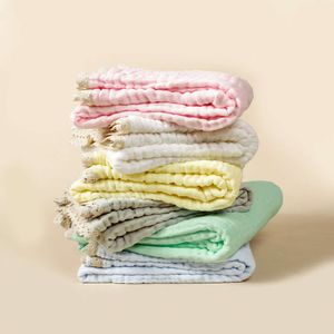 6 Laag Gaas Baby Lace Swaddle Wrap Zachte katoenen badhanddoek Mousseline Deken voor pasgeboren beddengoedartikelen Stroller Bed Cover