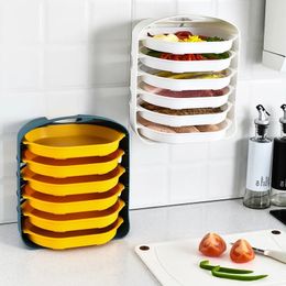 6 Laag Plastic bijgereis Rek opslaglade Multi-layer drainabele hete pot barbecuebladen muur gemonteerde huishoudelijke keukenbenodigdheden