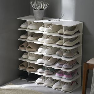 6 capas zapatos ensamblados soportes de estanterías zapatillas de tacón alto de tacón de almacenamiento organizar el estante de ahorro de espacio en la caja a prueba de polvo