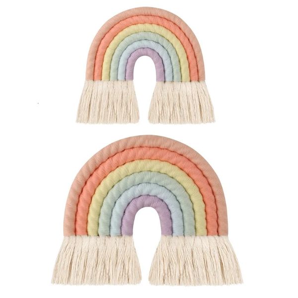 6 couches décor de mur arc-en-ciel macrame pour chambre de chambre bébé chambre pour enfants coloré mur tapisse suspendu 231221