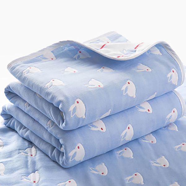 6 couches de mousseline couverture pur coton serviette de bain nouveau-nés lange d'emmaillotage couverture de climatisation respirant bébé couette LJ201105