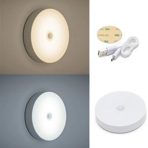 Luz nocturna con Sensor de movimiento PIR de 6 LED, encendido/apagado automático para dormitorio, escaleras, armario, lámpara de pared recargable por USB inalámbrica