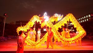 6 m maat 3 Voor 4 personen Chinese Lente Gele Draak Verguld Licht DRAAK DANS ORIGINEEL Draak Folk Festival Viering Kostuum