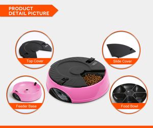 Mangeoire automatique LCD pour 6 repas. Programmable pour jusqu'à 6 heures d'alimentation différentes. Mangeoire pour animaux de compagnie Compartiments séparés Plateaux alimentaires verrouillés en toute sécurité