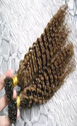 6 Средне-коричневых 1gs Итальянский кератин Pre Bonded Stick I TIP Наращивание человеческих волос 100-х годов Девственные малазийские человеческие волосы с глубокими волнами Exten7595013
