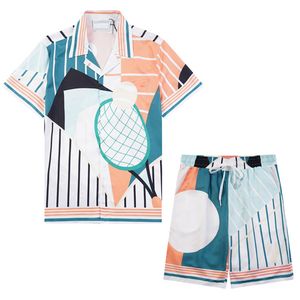 6 Tracksuits Heren Heren Hawaiian Beach Sets Vakantieoverhemden voor mannen en vrouwen Kleurblokkering Gedrukte shorts Set#02