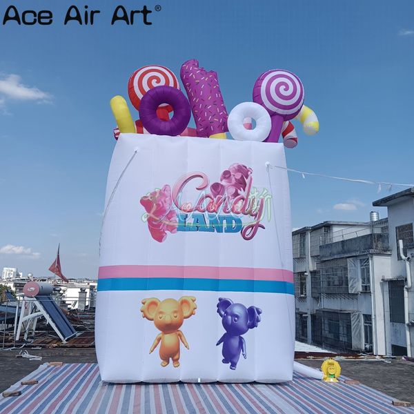 Bolsa de dulces inflable de 6 metros de altura, modelo de bolsa de embalaje emergente con luz Led, adecuada para eventos de promoción de decoración al aire libre