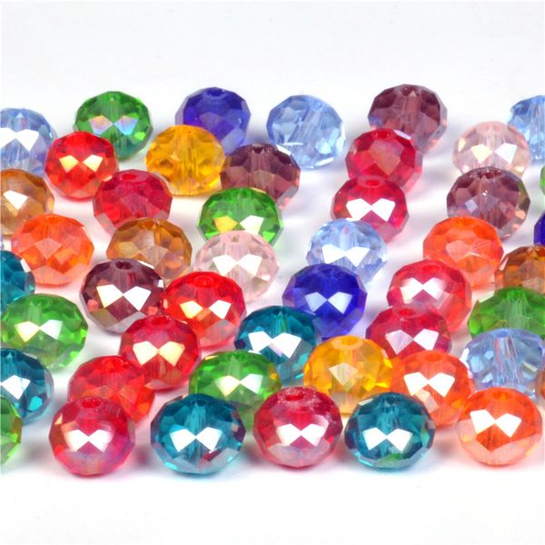 6 mm 50 pcs tchèque Rondelle en vrac perles de cristal pour la fabrication de bijoux couture bricolage AB couleur entretoise perles de verre à facettes en gros