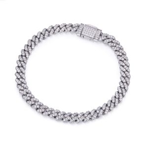 6 mm Iced Out Cubaanse ketting Moissanite 925 zilveren armband klaar voor verzending groothandel luxe voor mannen hiphop hiphop platina