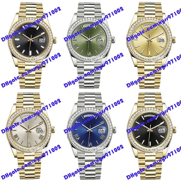 6 mod￨les Green Men's Watch 2813 Automatic m￩canical montre 228348rbr40mm blue Roman DIAMINE Diamant Gold Gold Steelless Wistors Affichage du calendrier 228348 Montres