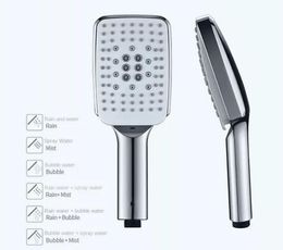 Pommeau de douche de salle de bain à 6 modes uniquement HKNOKE Silver Square Pommeau de douche universel puissant à haute pression