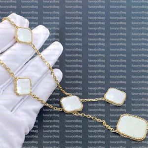 6 Motieven Modieus Klassiek Klavertje 4/Vier Klaver Kettingen Hangers Parelmoer V Verguld 18K voor DamesMeisjes Valentijnsdag Moederdag Sieraden-Cadeau