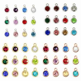 6 opties! 12 stks / partij kleurrijke kristallen geboortesteen charms DIY accessoires sieraden maken voor armband oorbel sleutelhanger ketting