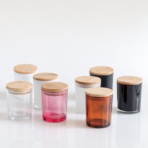 Tarros de vidrio para velas de 6 onzas, recipientes de lata para velas vacías transparentes con tapa de madera para hacer velas artesanales