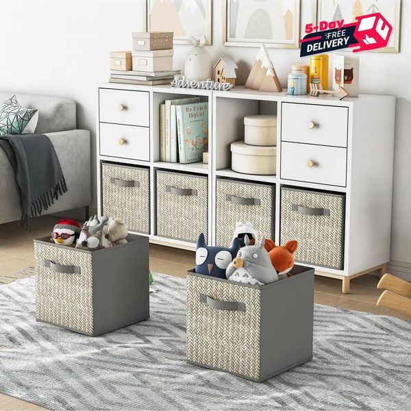 Paquet de 6 cubes de rangement en tissu avec poignée bacs pliables jouets organisateur placard rangement panier à linge jouets divers étui de rangement 240125