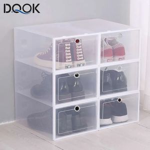 Paquet de 6 boîte à chaussures transparente organisateurs de chaussures épaissi pliable boîte de rangement anti-poussière empilable armoire à chaussures combinée vente 240130