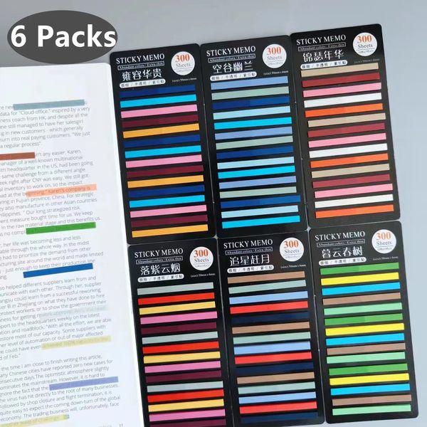 6 packs 1800Sheet Transparent Sticky Notes Selfadhesive Bookmarkers Annotation for Reading Book Clear Tabs Stationery 240428