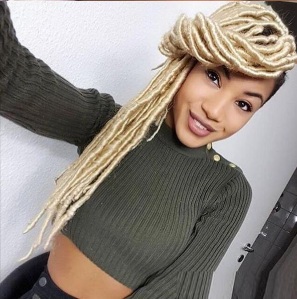 6 Packs Tête Complète Dreadlock Blond Extensions de Cheveux Synthétiques Crochet Tresses Doux Faux Locs Tressage Synthétique Dreadlock Expédition Express