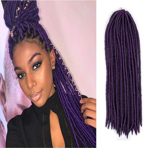 6 paquetes de extensiones de cabello sintético púrpura Dreadlock de cabeza completa trenzas de ganchillo suave Faux Locs trenzado sintético Dreadlock envío exprés