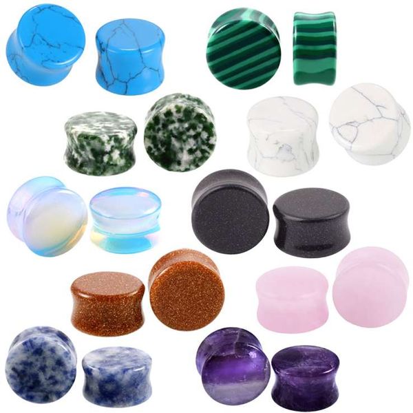 6 pares de tapones para los oídos de piedra de 6-16 mm, calibre de orejas Unisex, Piercing para el cuerpo a la moda, joyería para túnel de carne, Piercings de alta calidad, pendientes, nueva moda