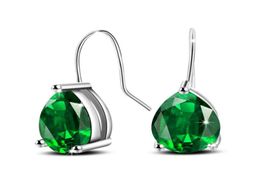 6 pares Luckyshine New Green Water Drop Crystal Zircon Sliver for Women Dangle Earring3796126
