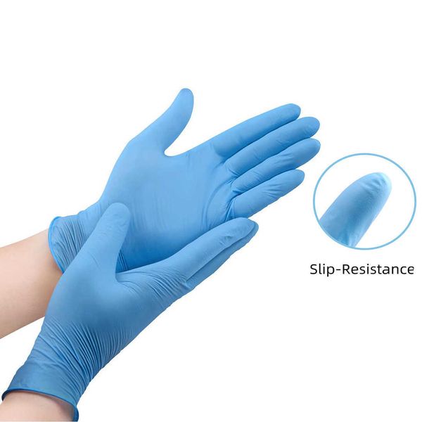 6 paires de gants en nitrile médical jetables sans latex sans poudre de 3,5 g en caoutchouc bleu
