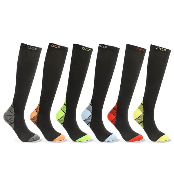 6 paires de chaussettes de Compression longues pour adultes, hautes, antidérapantes, Football, course à pied, pour hommes et femmes, cyclisme, sport, 240104