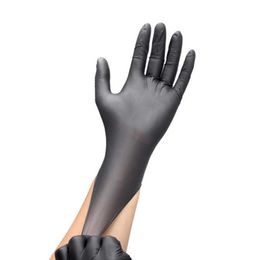 6 paires de gants Titanfine noirs 100% nitrile, colorés, sans poudre, pour service alimentaire, petit examen personnalisé