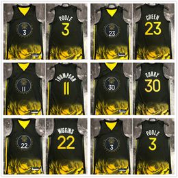 6 patchs imprimés personnalisés 2022-23 Nouveaux maillots de basket-ball 30 Curry 11 Klay 22 Andrew Thompson Wiggins 23 Draymond 3 Poole Green