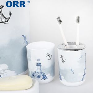 6 uds Barhroom Set Tower Design Cubo de basura Vaso Cepillo de dientes Taza Jabonera Cubo de basura ORR LJ201204