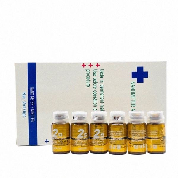 6 Unids / caja Crema para tatuajes Cuidado posterior 2 minutos Líquido antes del maquillaje permanente Micropigmentati Labios de cejas 2ML F8bY #