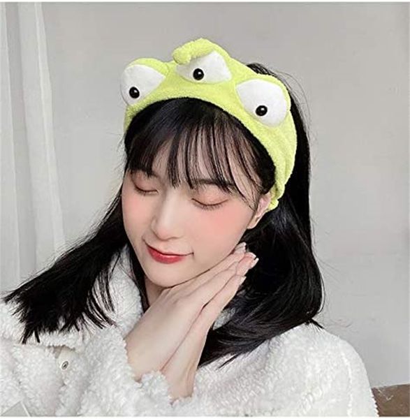 6 pièces enfants peluche cheveux accessoires vert Anime trois yeux monstre bandeau cheveux cerceau Alien Cosplay Costume extensible beauté soin de la peau bandeau