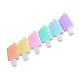 6 Pcs Fluorescent Marker Pen Highlighters Ice Cream Graffiti Plastic Adorable Pens Student Colorful