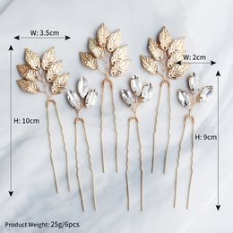 6 stks haaraccessoires vrouwen ornamenten handgemaakte eenvoudige bladeren pins clips bruids hoofddeksel voor bruiloft
