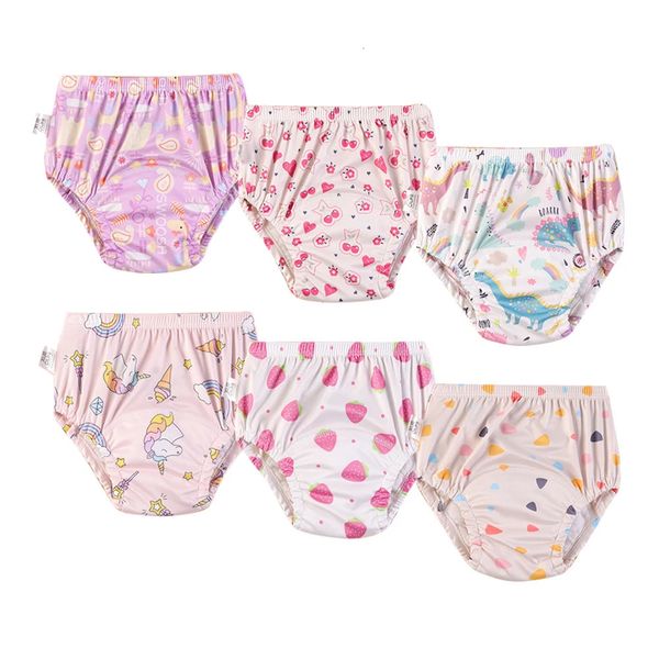 6 PC/LOT Baby Pantalones de entrenamiento reutilizable Niños Pañales Pañales Pañales Inglateres pantalones cortos infantiles Brasas Cambianza de pañales 240403