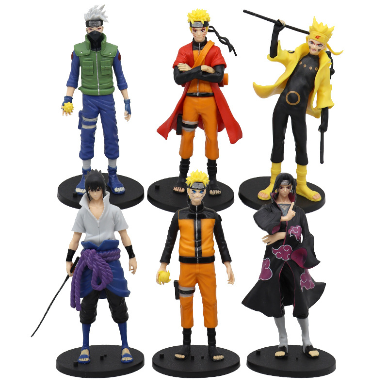 6PCs/Set Figures Anime Naruto Versão de xadrez Kakashi Shikamaru Sasuke Manga Estátua da Estátua PVC Figura Figura Modelo Colecionável Toys