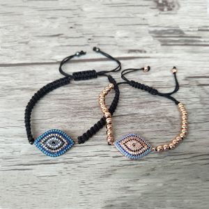 6 stks Micro Pave CZ Turkse Stijl Evil Eye Connector Charm Kralen Armband Gevlochten Macrame Handcraft Sieraden Xmas Gift BG133