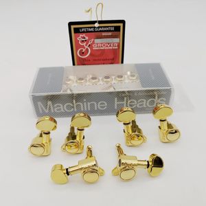 6 stks niet inline Gold Grover Guitar Tuning Pegs 45 Angle Tuners Machine Head (goede verpakking)