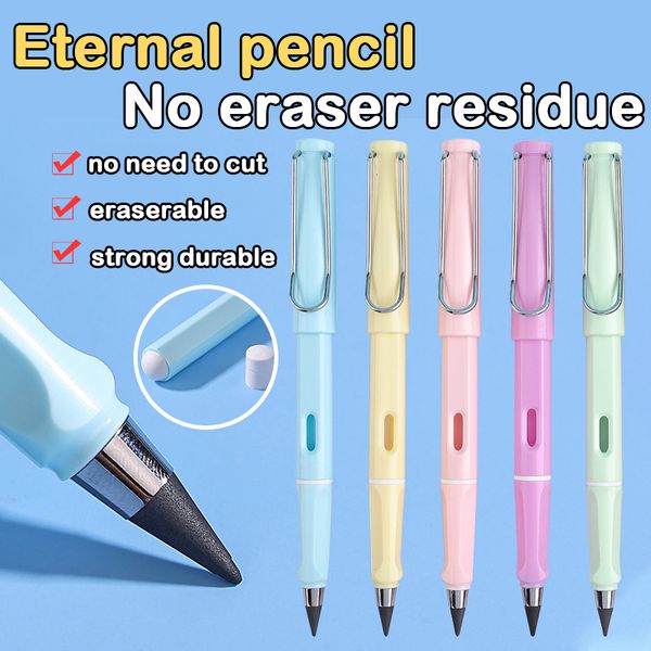 6 pcs / ensemble crayons de couleur éternels ensembles pour les enfants dessinant l'écriture d'art sketch mignon stylo sans aiguiser les fournitures scolaires papeterie