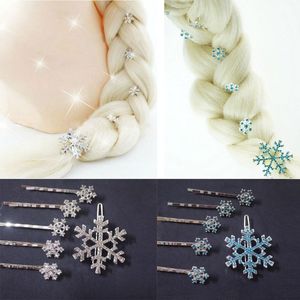 6 pièces/ensemble filles pinces à cheveux de mariée princesse cristal flocon de neige épingle à cheveux bijoux cadeau d'anniversaire chapeaux Barrette ornement épingle accessoires