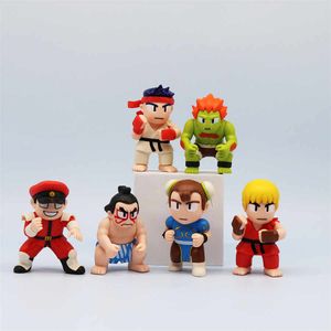 6 pièces/ensemble Q-version Street Fighter Figurines Figurines Dessin Animé Japon Jeu Décoration de La Maison