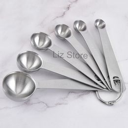 6 pièces/ensemble en acier inoxydable rond mesure cuillère outils 6 pièces lait café thé Rectangle mesure cuillères cuisine cuisson cuisson Scoop TH0678