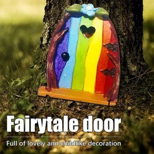 6 PCS Wood Miniature Fairy Gnome Window Deur Elf Home Creative Yard Art Sculpture For Yard Art Tree Sculpture Fairy Garden Decor