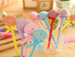 6 PCSlot Nieuwheid Plastic Kawaii Candy Color Pens Form Ball Point Lollipop Ballpoint Ballpoint Cute Stationery School Supplies5772677